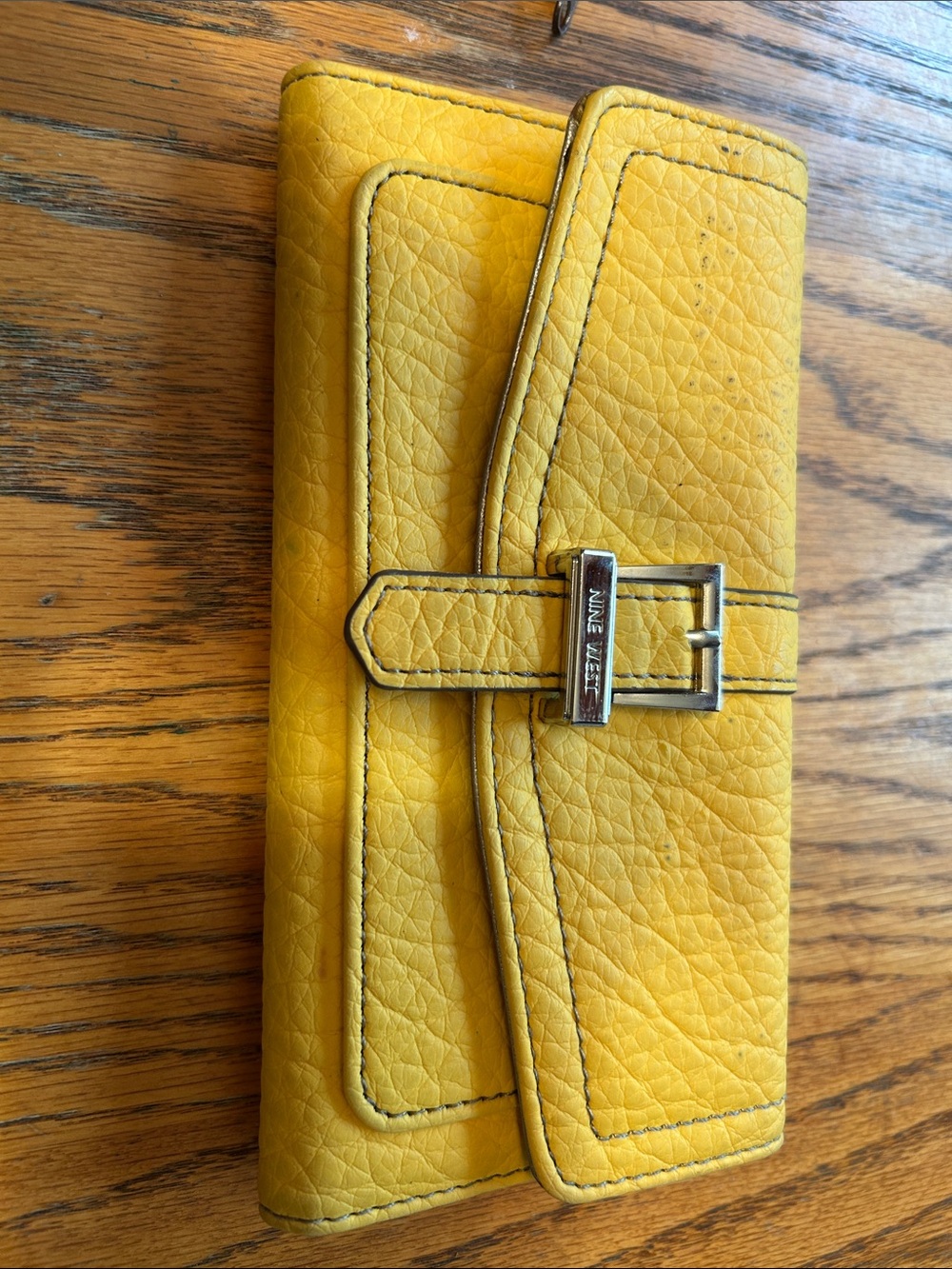 Nine West Yellow Leather Buckle Wallet